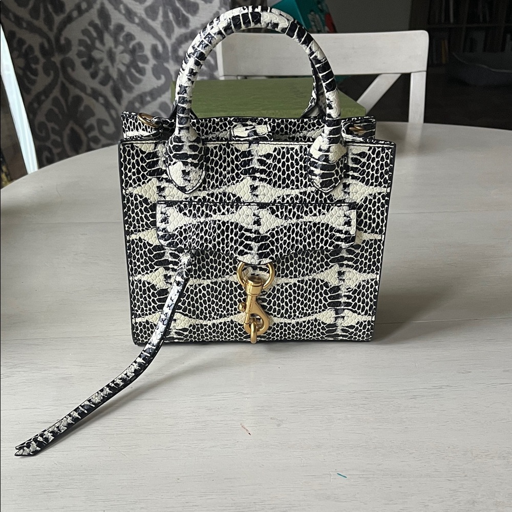 Rebecca Minkoff Black and Cream Mini Bag
